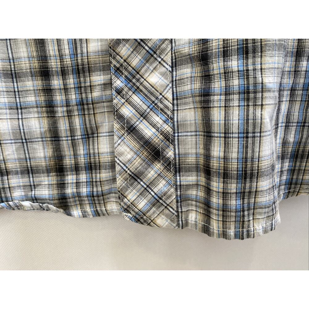 Wrangler Plaid Pearl Snap Short Sleeve Western Shirt Mens XL 50 Blue Gray White - Picture 5 of 8